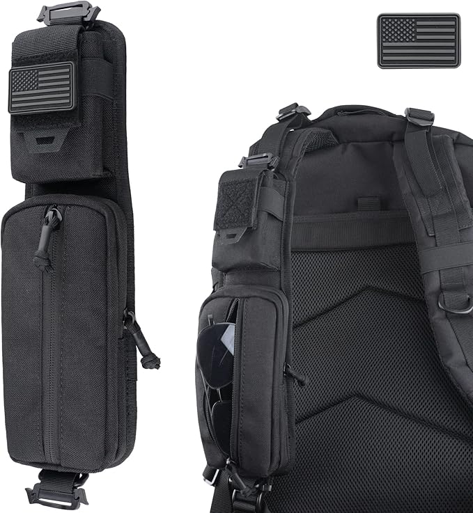 WYNEX Molle Accessories Pouch of Double Zipper Pocket Version, Backpack Strap Pouch Shoulder Strap Molle Attachment Tactical Accessories Bag Shoulder Starps Zipper Pocket Additional Phone Holder