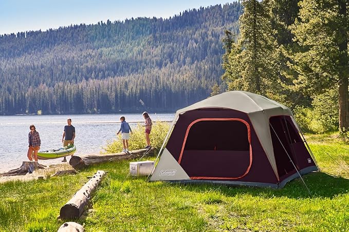 Coleman Skylodge 10-Person Family Tent, Weatherproof XL Tent with Rainfly & Room Divider, Fits 4 Queen-Sized Airbeds, Made of PFAS-Free Materials