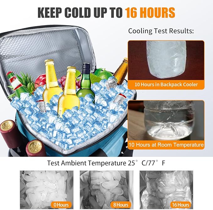 Cooler Backpack, AYAMAYA 24 Cans Insulated Lunch Backpack Cooler Leakproof, Keeps Hot/Cold for Up to 16 Hours, Lightweight Waterproof Beach Travel Camping Cooler Bag for Men and Women