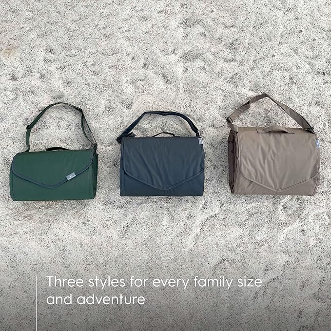 Little Unicorn 5'x10' XL Outdoor Family Picnic & Beach Blanket | Durable & Water-Resistant Fabric | Compact Fold & Easily Wipes Clean | Zipper Pocket (Chroma Rugby Stripe)