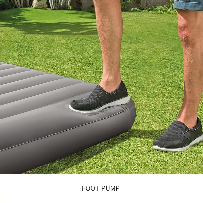 Intex 64762E Dura-Beam Standard Downy Air Mattress: Fiber-Tech – Full Size – Built-in Foot Pump – 10in Bed Height – 600lb Weight Capacity (Pack of 3)
