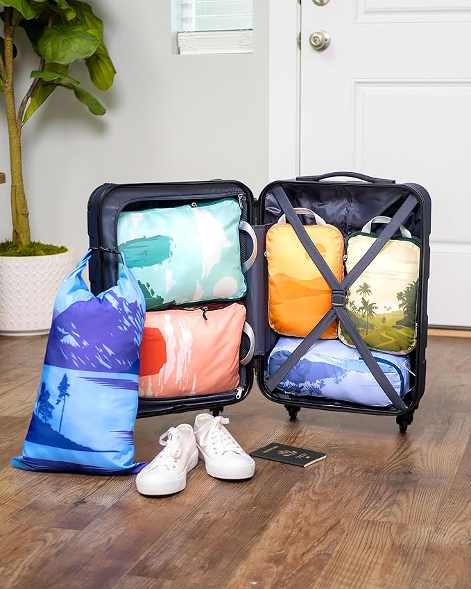 Compression Packing Cubes Set for Carryon Suitcases- Lightweight, Durable Clothes Organizer