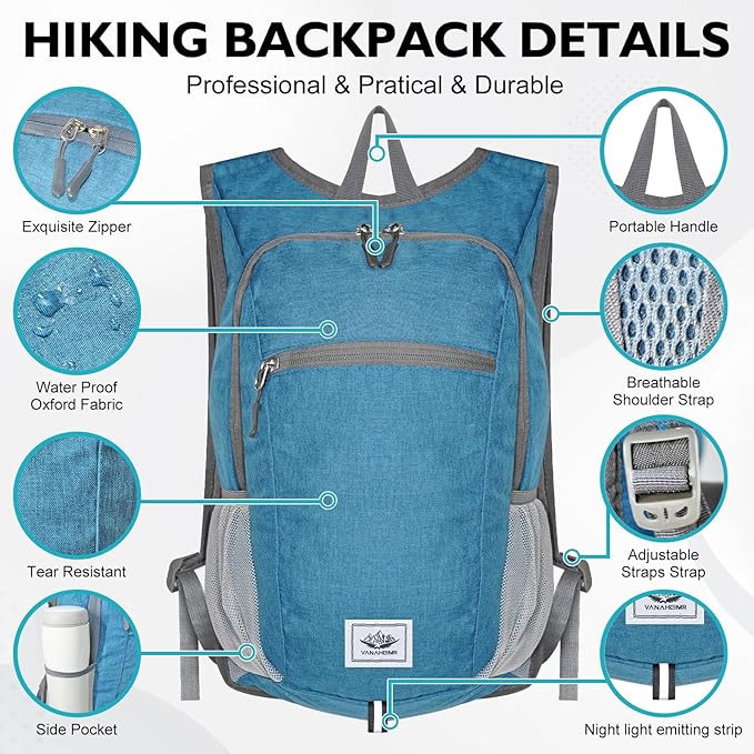 Hiking Backpack Small Lightweight Packable Foldable foldable backpack Packable Camping Hiking for Backpack (A-teal Blue)