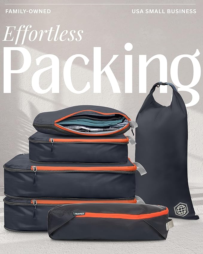 Compression Packing Cubes Set for Carryon Suitcases- Lightweight, Durable Clothes Organizer