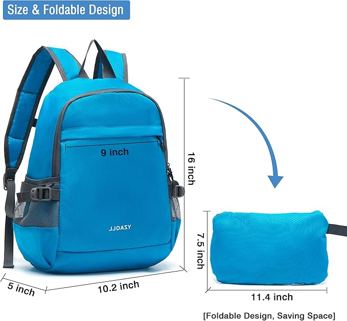 YZAOLL 20L Small Hiking Backpack Lightweight Day Packs, Packable Backpack for Women Men Travel Camping Vacation,Blue