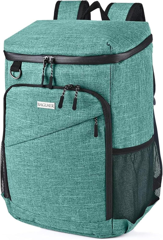 BAGLHER Lightweight Insulated Cooler Backpack - 30 Cans, Leak-Proof for Lunch, Picnic, Hiking, Camping Trips
