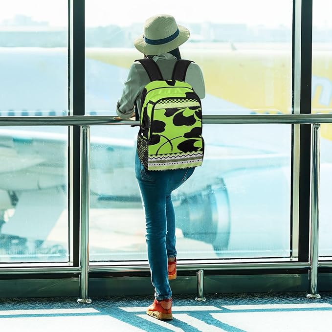 Foldable 18 L backpack anti theft: Packable waterproof travel backpack for men for Travel Camping Outdoor Black Fluorescent Green Flowers Tribal Patterns