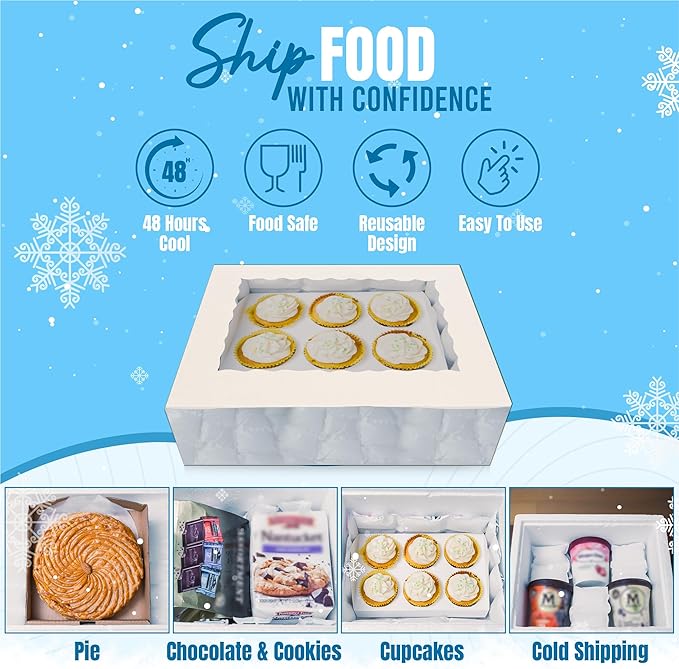 Shipping Cold Packs Dry Ice for Shipping Frozen Food, Flexible Cold Ice Pack Sheets for Coolers, Long Lasting Freezer Ice Packs 14'' X 13'' 144Cells