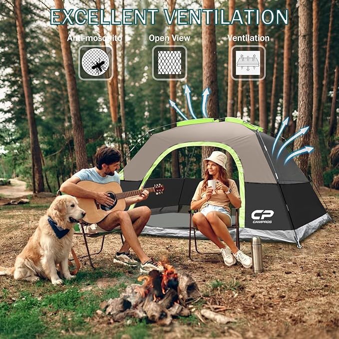 Tents for Camping 4 Person Tent Waterproof Windproof Double Layer Camping Tent, Easy Setup Dome Tent with Large Mesh Windows & Wider Door for Outdoor Camping & Hiking