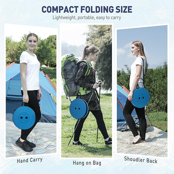 Upgraded Collapsible Stool, Portable Folding Stool with Load Capacity 500lbs for Adults, Sturdy Telescopic Seat for Camping Fishing Hiking BBQ, Blue