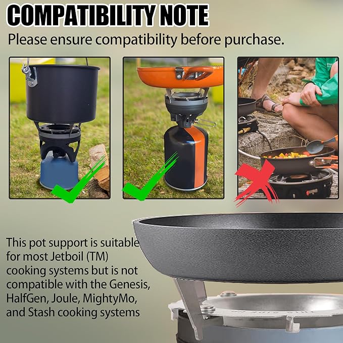 TonGass Camping Stoves Pot Support Compatible with Jetboil Stove Pots Support Stainless Steel Portable Camp Pot Stand for Jetboil Burner Replacement, Can Accommodate Up to 9" Skillets or 2L Cook Pots