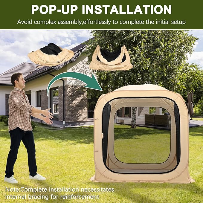 LILYPELLE Screen House Pop-Up Canopy Instant Tent Outdoor Camping Tent with Carry Bag for Patio, Backyard, Deck & Outdoor Activities, Khaki