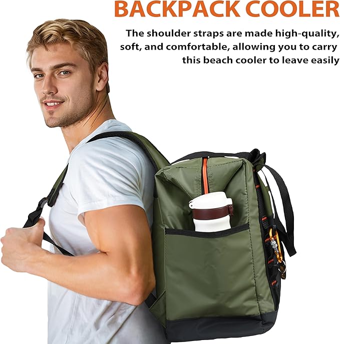 36 Cans Backpack Cooler, Leakproof Collapsible Soft Camping Insulated Cooler Bag, Waterproof Durable Cooler Backpack for Travel, Camping