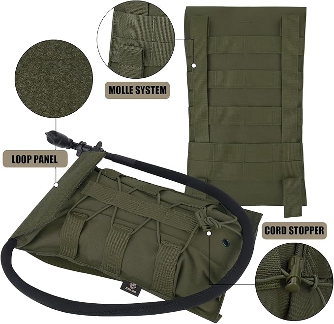 PETAC GEAR 1.5L / 3L Tactical Hydration Pack，Molle Carrier Pouch for 50 oz /100 oz Hydration Bladder Daypack Water Backpack.