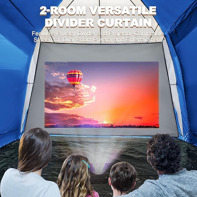 Tents for Camping, Waterproof 10 Person Family Tent with Double Layer & 4 Large Mesh Windows, Weather Resistant Easy Setup 2 Room Big Tent for Music Festival, Parties, 18 X 9 X 6.8Ft