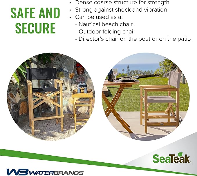 SeaTeak Director's Chair | with DURASLING Fabric Seat Cover | Foldable Director’s Chair