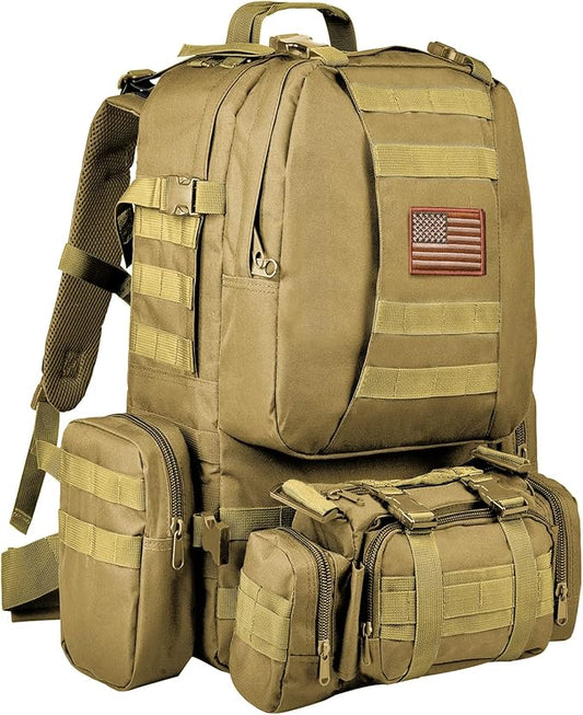 CVLIFE Tactical Backpack Military Army Rucksack 60L Large Assault Pack Detachable Molle Bag