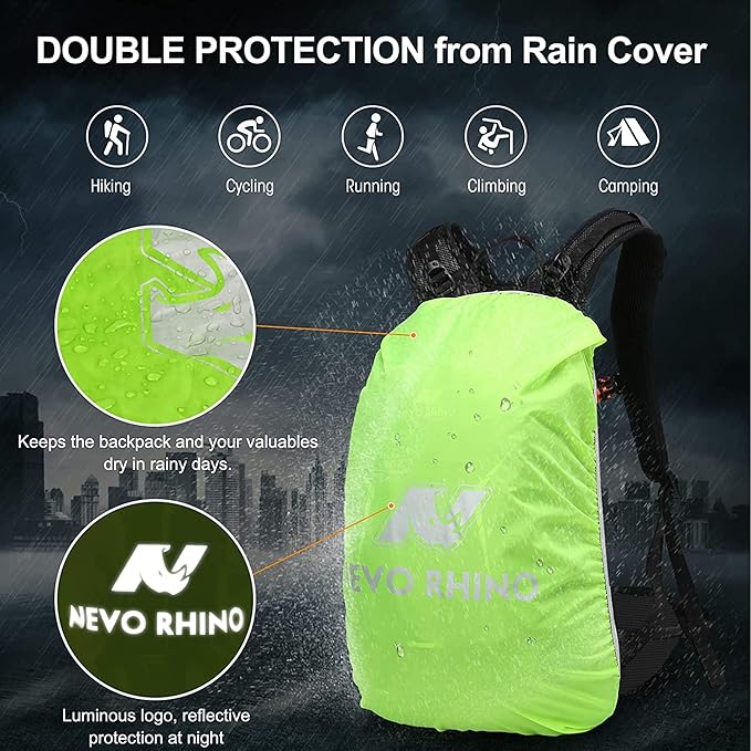N NEVO RHINO Hydration Backpack with Water Bladder 3L, Hiking Backpack with Rain Cover, Insulation Water Daypack for Cycling Biking