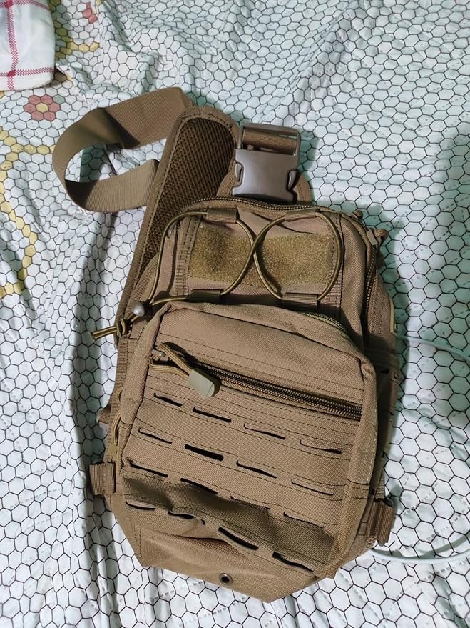 BOMTURN Tactical Backpack-1000D Waterproof Military Backpack/Laser-Cut/CCW Bags Sling Bag Tactical Satchel Shoulder Bag Men
