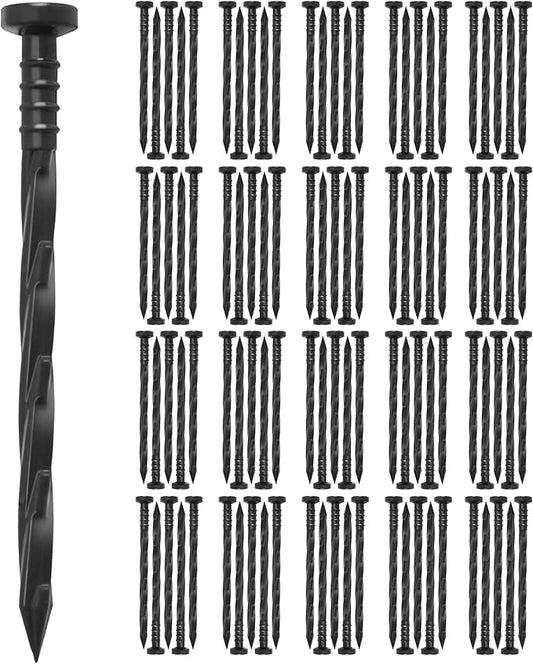 Gardzen 100 pcs Landscape Edging Anchoring Spikes, 6 inches Yard Lawn Paver Edging Stakes for Weed Barrier, Garden Fence, Artificial Turf