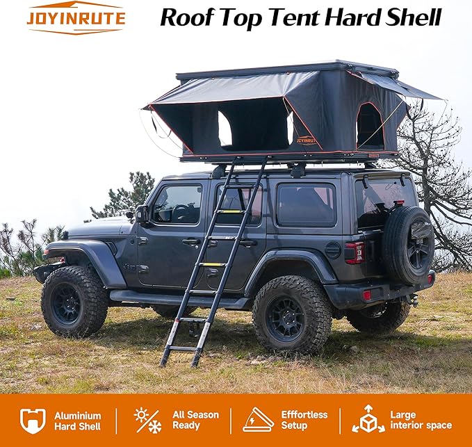 Rooftop Tent Hard Shell, Aluminum Pop Up 2-3 Person Roof Top Hardshell for Camping Truck Van Suitable for Jeep SUV Car. (Roof Tent)