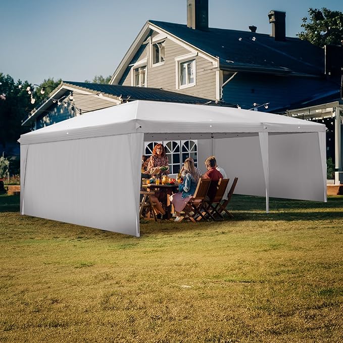 Outvita 10x20ft Ez Pop Up Canopy, Portable Instant Canopy Tent with 4 SideWalls for Outdoor Events, Party, Wedding, Birthday,Graduation