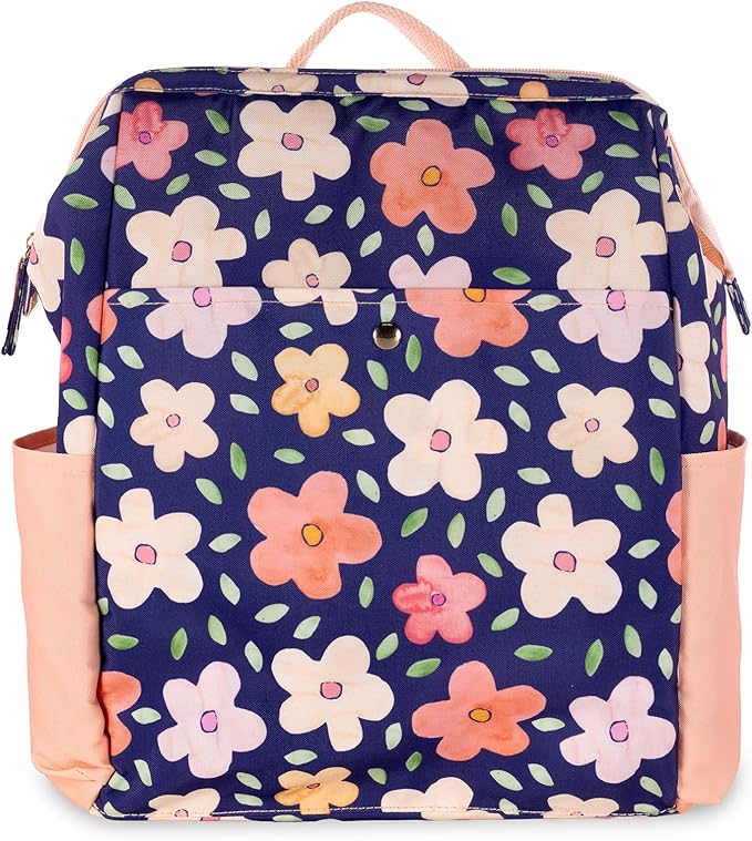 STEEL MILL AND CO. Insulated Backpack Cooler Large Capacity, Portable Soft Cooler Bag for Picnics, Beach, Pool, Hiking, Navy Bold Floral
