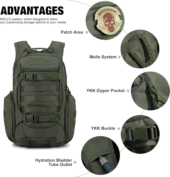 Mardingtop Tactical Molle Backpack for Men- 18L/28L EDC Hiking & Motorcycle Backpack