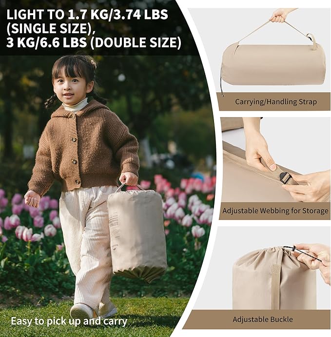 Naturehike 2.56’’ Thick Self Inflating Sleeping Pad for Camping with Foam, Inflatable Twin Size Camping Mattress for Outdoors, Car, Home, ISPO Award Winning Processes