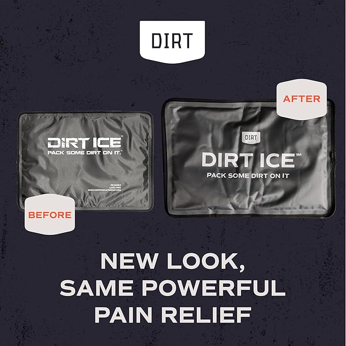 Dirt Ice - Gel Ice Pack – Small & Large Combo Pack - Ice Packs for Injuries Reusable – Reduce Swelling & Bruising - Pain Relief - Shoulder, Neck, Back, Elbow, Foot & Knee Ice Pack Wrap - Cold Pack