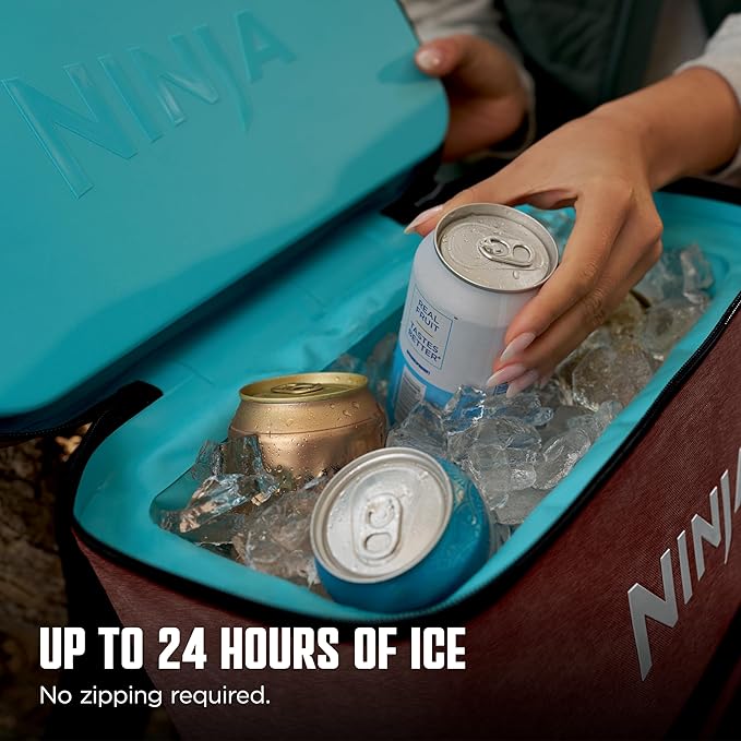 Ninja FrostVault Go Can Soft Cooler, 24/36 Can, Leak Proof, Built-In Cup Holder, 2 Ice Packs & Dry Storage Drawer, Polyester Insulation, Hiking, Camping, Picnic