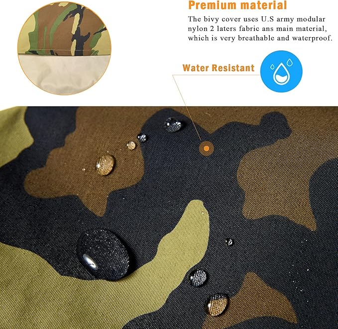 MT Army Military Modular Sleeping Bags System, Multi Layered with Bivy Cover for All Season, Woodland/Multicam