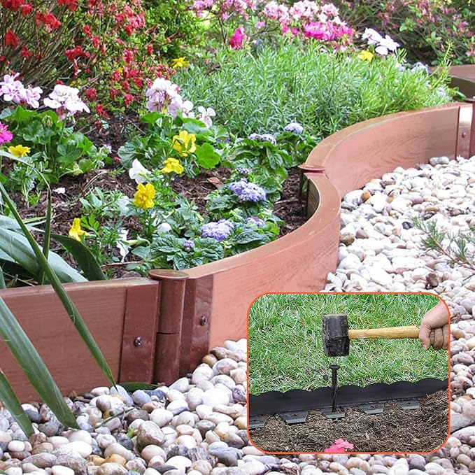 60 Count Plastic Landscape Edging Anchoring Stakes 8-Inch Garden Lawn Yard Landscaping Spikes for Paver Edging, Weed Barrier, Tent, Artificial Turf & More