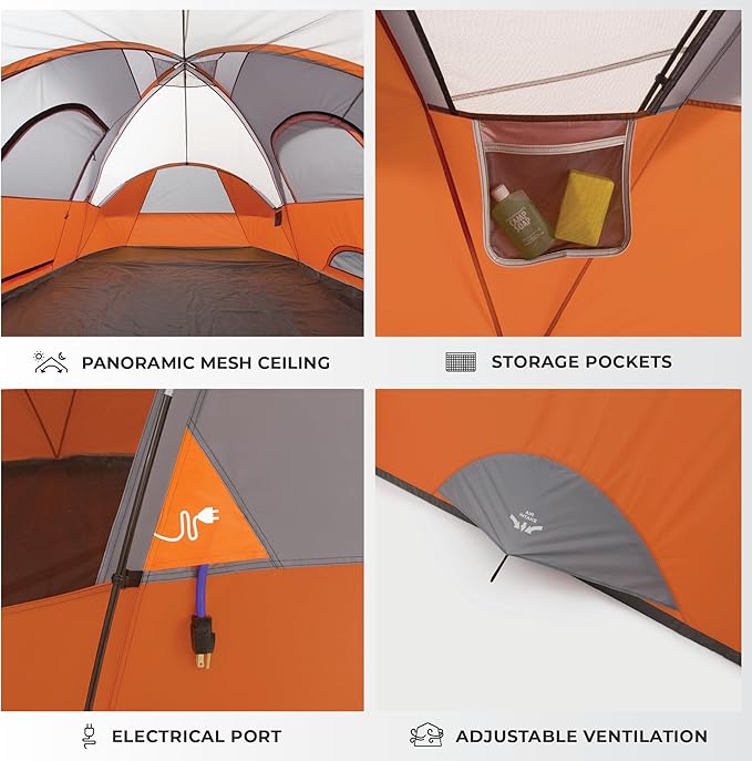 CORE Tent for Family Camping, Hiking and Backpacking | 3 Person / 4 Person / 6 Person / 9 Person Person Dome Camp Tents with Included Tent Gear Loft for Outdoor Accessories