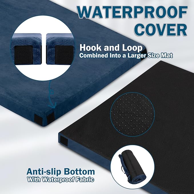 Betterhood Memory Foam Camping Mattress | Potable Backpacking Sleeping Pad W/Waterproof Cover & Carry Bag | Roll Up Cot Mattress for Floor, Travel,Camping | Kids, Single or Twin