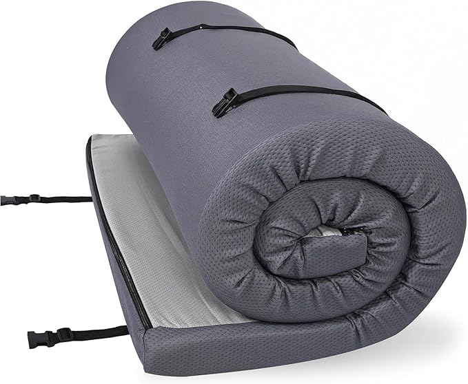Foamma 4" x 30" x 75" Memory Foam Roll-Up Camping Mattress with Water Resistant Zipper Cover, Foldable and Portable for Camping, RV Bunk, Tent, Guest Bed, Outdoor and Dorm, CertiPUR-US Certified Foam