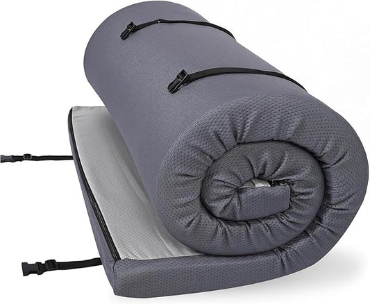 Foamma 4" x 30" x 75" Memory Foam Roll-Up Camping Mattress with Water Resistant Zipper Cover, Foldable and Portable for Camping, RV Bunk, Tent, Guest Bed, Outdoor and Dorm, CertiPUR-US Certified Foam