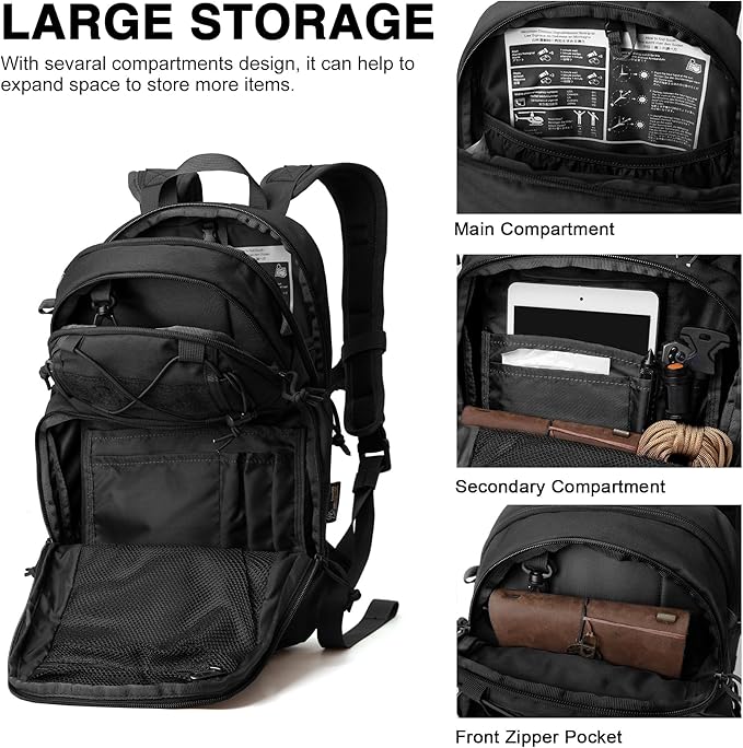Mardingtop 15L Tactical MOLLE Hydration Backpack – Small Military Bag for Motorcycle, Hiking, Riding, Biking & EDC Daypack