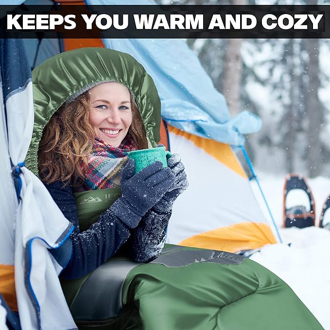 IFORREST Sleeping Bag - Single-Person Cold Weather Camping Sleep Bag for Adults and Teens - XXL 33in/ 40" - Extra-Wide & Warm for Big & Tall - All-Season Comfort