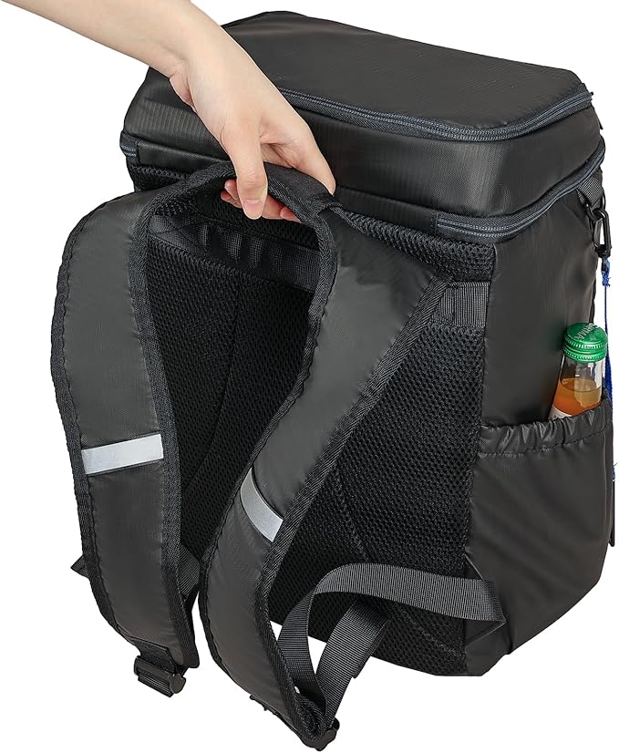 ZEEMO Backpack Cooler for Men, Insulated Leak Proof Lunch Bag, Large Capacity Lightweight Rucksack for Picnic, Beach, Backyard, Black