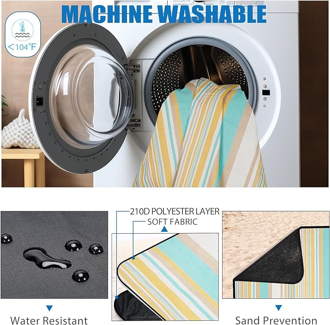 G GOOD GAIN Picnic Blanket Waterproof & Sand Proof,Beach Blanket Portable with Carry Strap, XL Large Foldable Picnic Rug Machine Washable for Camping Party,Wet Grass,Kids Playground.(Pineapple Yellow)