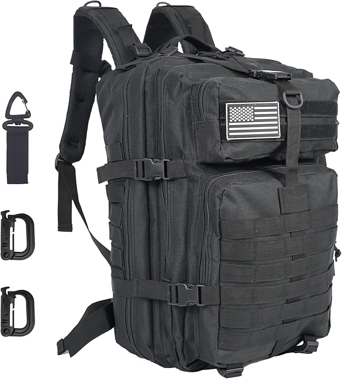 50L Large Military Tactical Backpack Molle Army Assault Pack for Travel Camping Hiking Fishing Backpack for men(black)