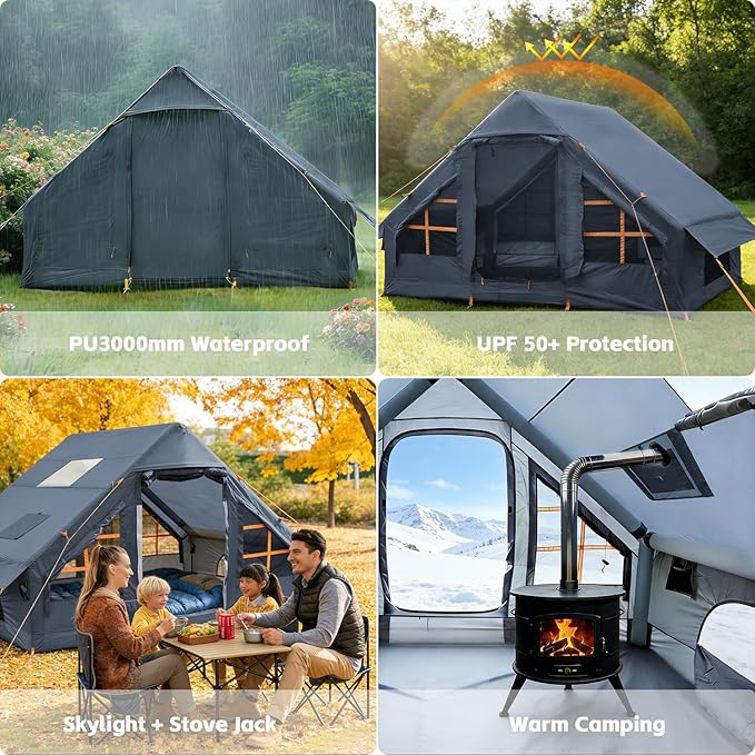 Inflatable Tents for Camping,Easy Blow Up Tent with Hand Pump,4 Seasons Waterproof Air Inflatable Camping Tent House for Family Weekend Camping