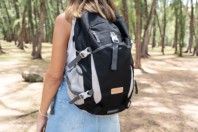 Foldable Backpack with Rain Cover - Multiple Pockets - Waterproof Lightweight Packable Backpack for Travel Camping, 35L Hiking Foldable Daypack for Men Women Black