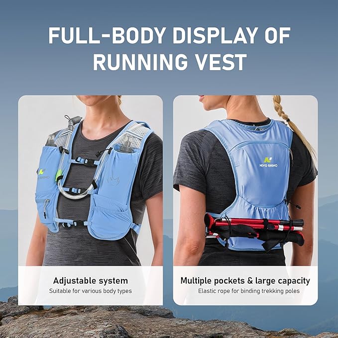 N NEVO RHINO Small Running Vest for Women Men, Lightweight Hydration Vest with Water Bladder 1.5 Liter, Hydration Backpack for Trial Hiking Cycling Jogging