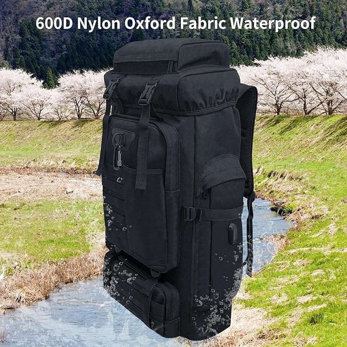 80L/100L Hiking Camping Backpack Outdoor Travel Climbing Rucksack Military Trekking Knapsack Molle 3 Days Assault Pack