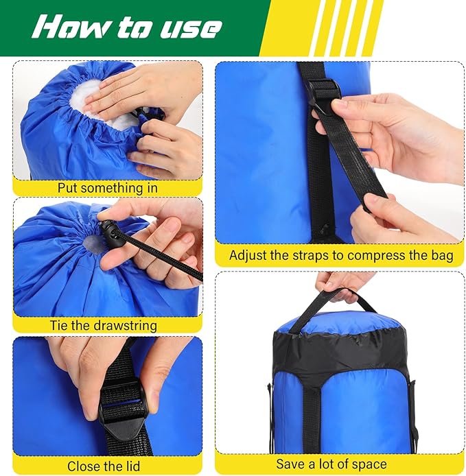 5 Pcs Compression Sacks for Backpacking 20L Camping Sleeping Bag Stuff Sacks for Backpacking Water Resistant Sleeping Bag Storage Sack for Space Saving Hiking Gear