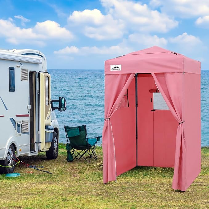 EAGLE PEAK Flex Ultra Compact 4x4 Pop-up Canopy Tent with Vented Top, Sun Shelter, Fast Set Up Changing Room, Portable Privacy Canopy for Camping, Photoshoots, and More (Pink)