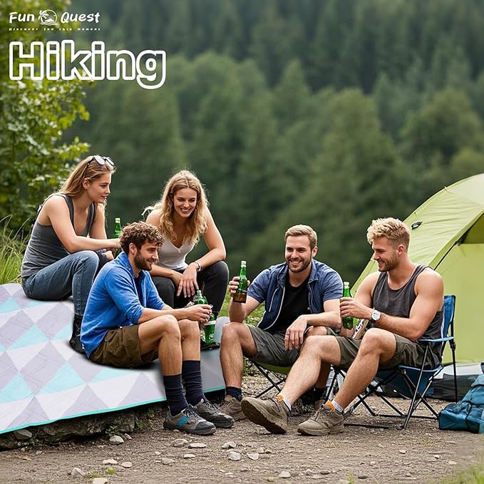 Picnic Blanket Waterproof – Large Sandproof Beach Blanket & Beach Mat, Foldable Machine Washable Outdoor Lawn Blanket, Stadium Blanket & Outside Blankets for Grass, Camping, Park, Travel