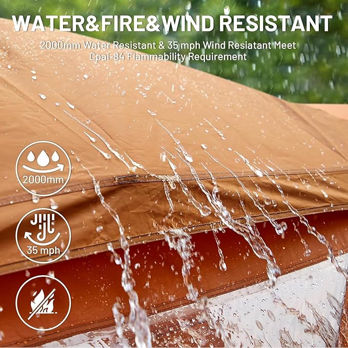 TIMBER RIDGE Camping Tent, 4 Person Instant Pop Up Hub Tent with 8 Windows, Easy 60 Second Setup, Weather Resistant Family Cabin Tents with Rain Fly for Camping, Hiking, Outdoor Travel